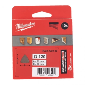 MILWAUKEE Шлифовальные листы сетчастые MESH 93 X 93 H&L GR 120 - 10 шт. | 4932492282