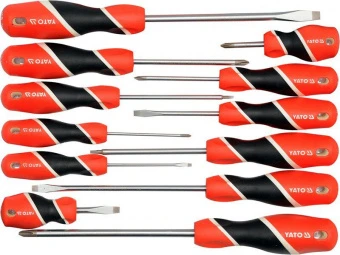 YATO Набір викруток плоских хрестових YATO : SL, PH, SQ. 12 шт.  | YT-25967