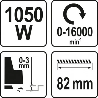 YATO Рубанок електромережевий YATO : P= 1050 Вт, платформа b= 82 мм, глиб. струг. - 0-3 мм  | YT-821