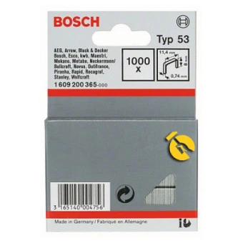 Металеві скоби Bosch, тип 53 (8 × 11.4 × 0.74 мм, 1000 шт.) (1609200365)