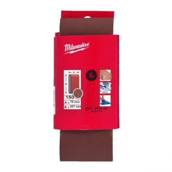MILWAUKEE Шлиф. лента 75х457 зерно 150 (5 шт/упак) | 4932480550