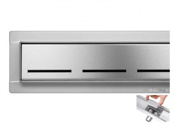 FALA Трап підлоговий для душу з нержавіючої сталі "LINE" ; 90х 7х 7 см, сифон h= 52 мм  | 75451