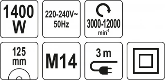 YATO Угловая шлифмашина 125 мм с контролем скорости YATO YT-82098