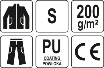 YATO Костюм з капюшоном водонепроникний YATO,розм.S,100%поліестр покритий PU,3 кишені,з вент.отворам