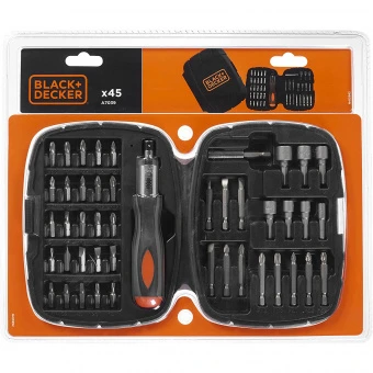 Набор 45 предметов (отвертка, биты, головки, магнит. держ.) Black & Decker A7039