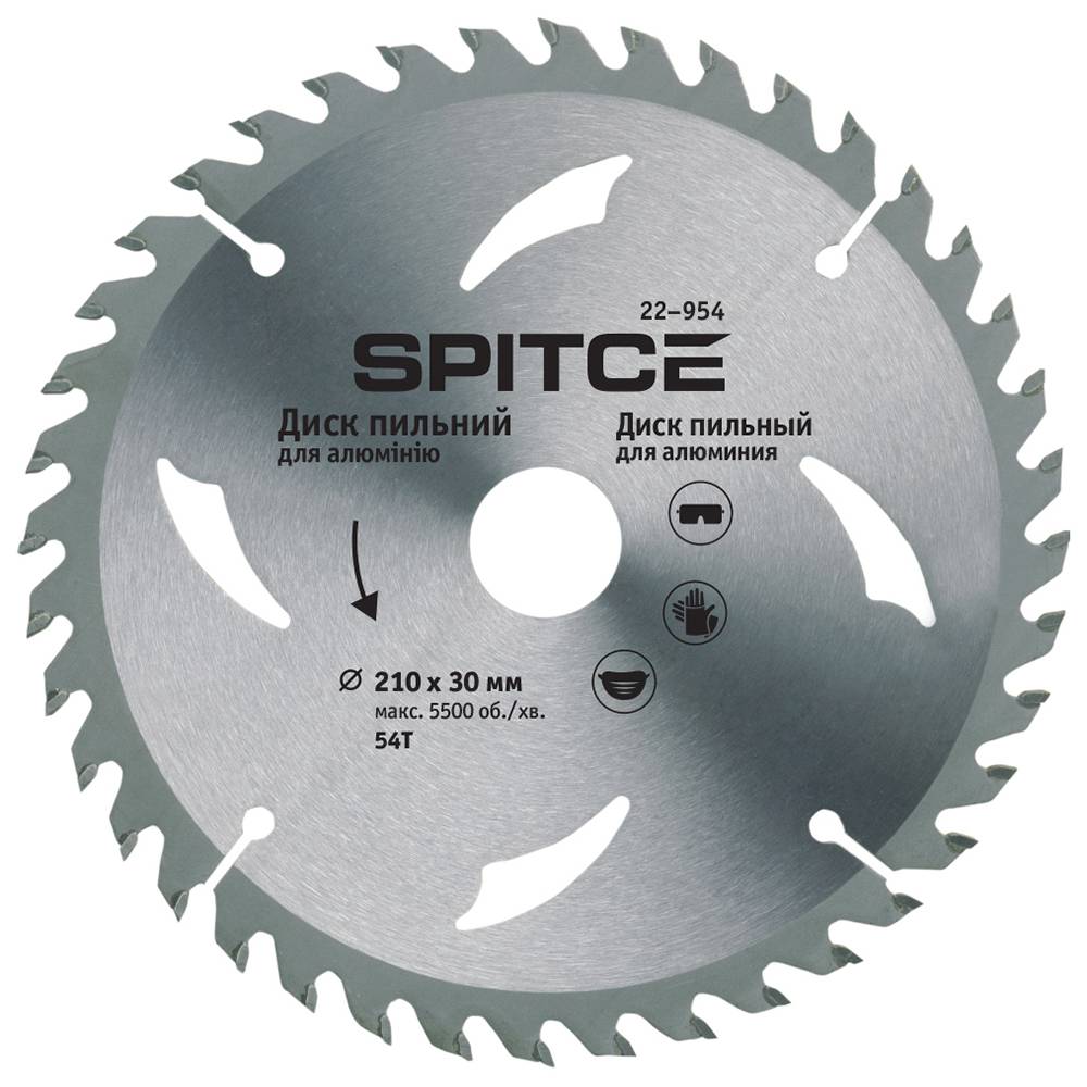Диск пильний для алюмінію 200/32 54T з адаптером 32/30 Spitce | 22-948