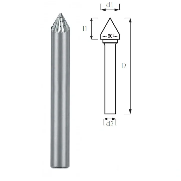 Борфреза конусна 60° PROFITOOL - 6х4х50x6 мм (J06066-6)