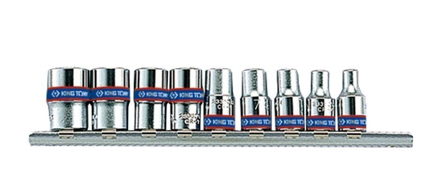 KING TONY Набор головок 1/4" 9 ед. 6-ти гранные (4-13mm) на планке | 2509MR