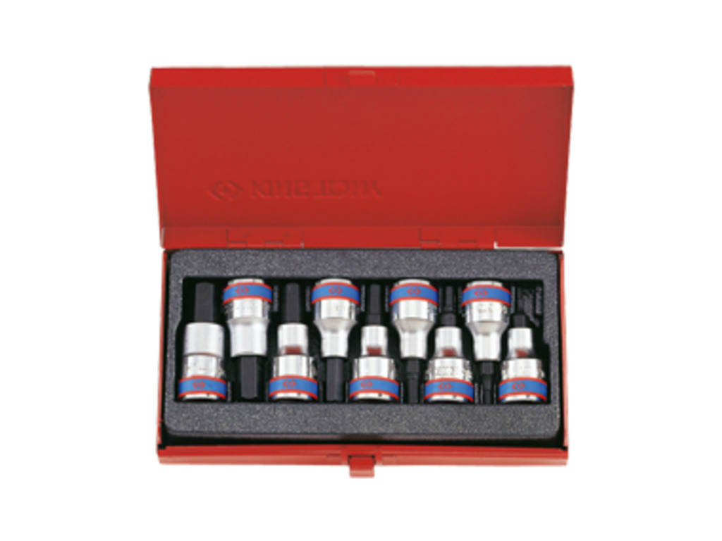 KING TONY Набор бит в головке 1/2", HEX, 3-14 мм, L = 60 мм, 9 пр | 4110PR