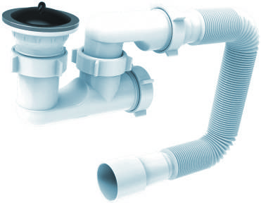 Сифон для душових піддонів з гнучкою трубою 40х50 мм та нержавіючим випуском 1 1/2, FONTE Україна