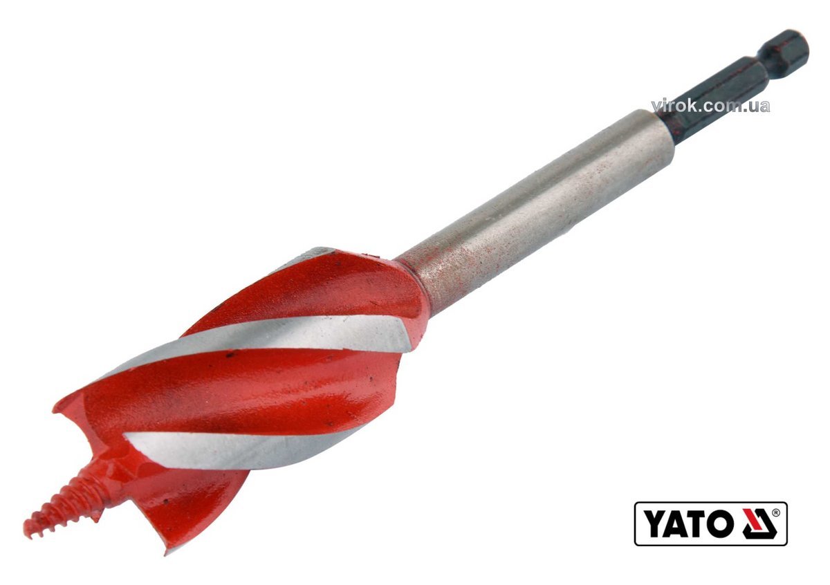 YATO Свердло по дереву YATO : HRC 40-45, Ø= 28 мм, l= 165 мм, з 4 пругами, HEX- 1/4"  | YT-44688