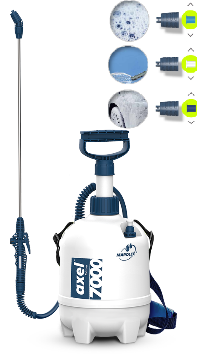 MAROLEX Піногенератор ранцевий Axel 3000 : 7 л, 0,4MPa, EPDM. 3 режими піни. шт.60см-шл.170см.  | S1