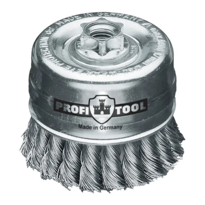 Щетка чашечная PROFITOOL 65хМ14х2,0, ст. проволока 0,5 мм, Z18 жгутов, 12500 об/мин (30024)