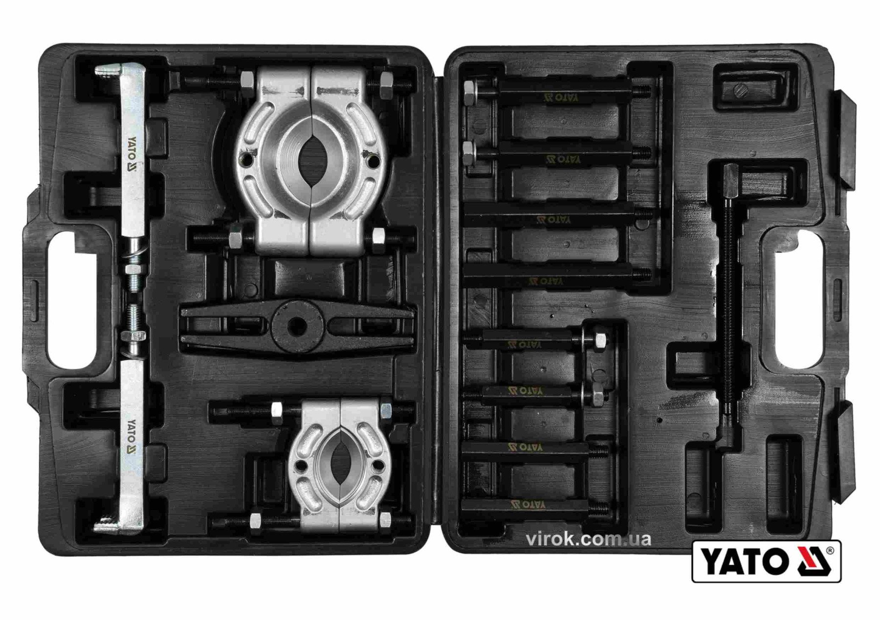 YATO Знімач універсальний і 2 розділювачі YATO : діапаз.- 35-130 мм, до Ø≤ 60 і 75 мм, 14 шт + кейс 