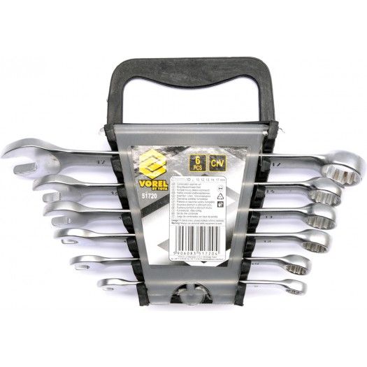 VOREL Ключі ріжково - накидні Cr-V, М 8-17 мм, Набір 6 шт.  | 51720