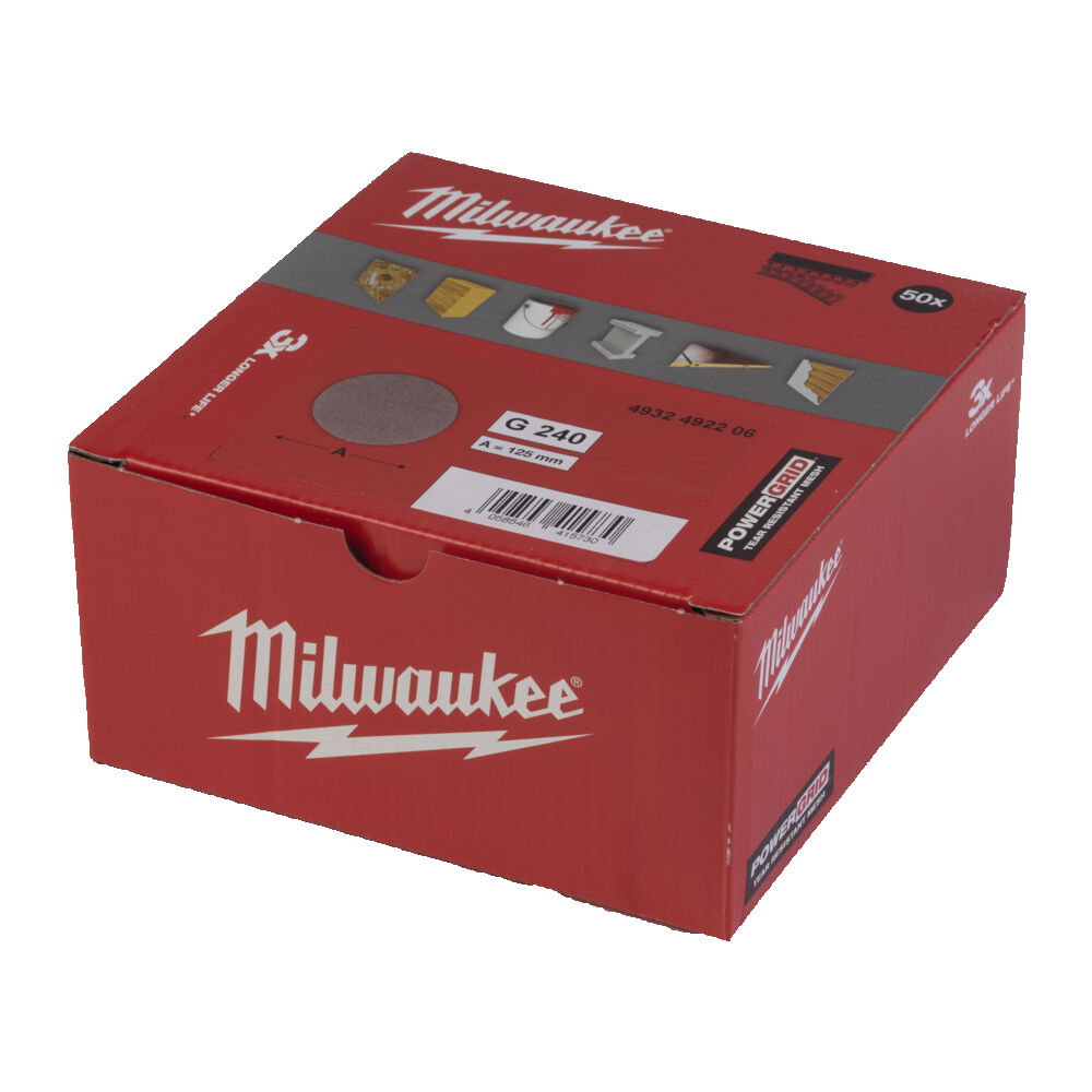 MILWAUKEE Сітка шліфувальна PG Mesh HL, Ø125мм, зерно 240, (50шт) | 4932492206