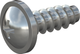 Шуруп для термопластика с полукруглой головкой с пресшайбой, шлиц PZ, цинк