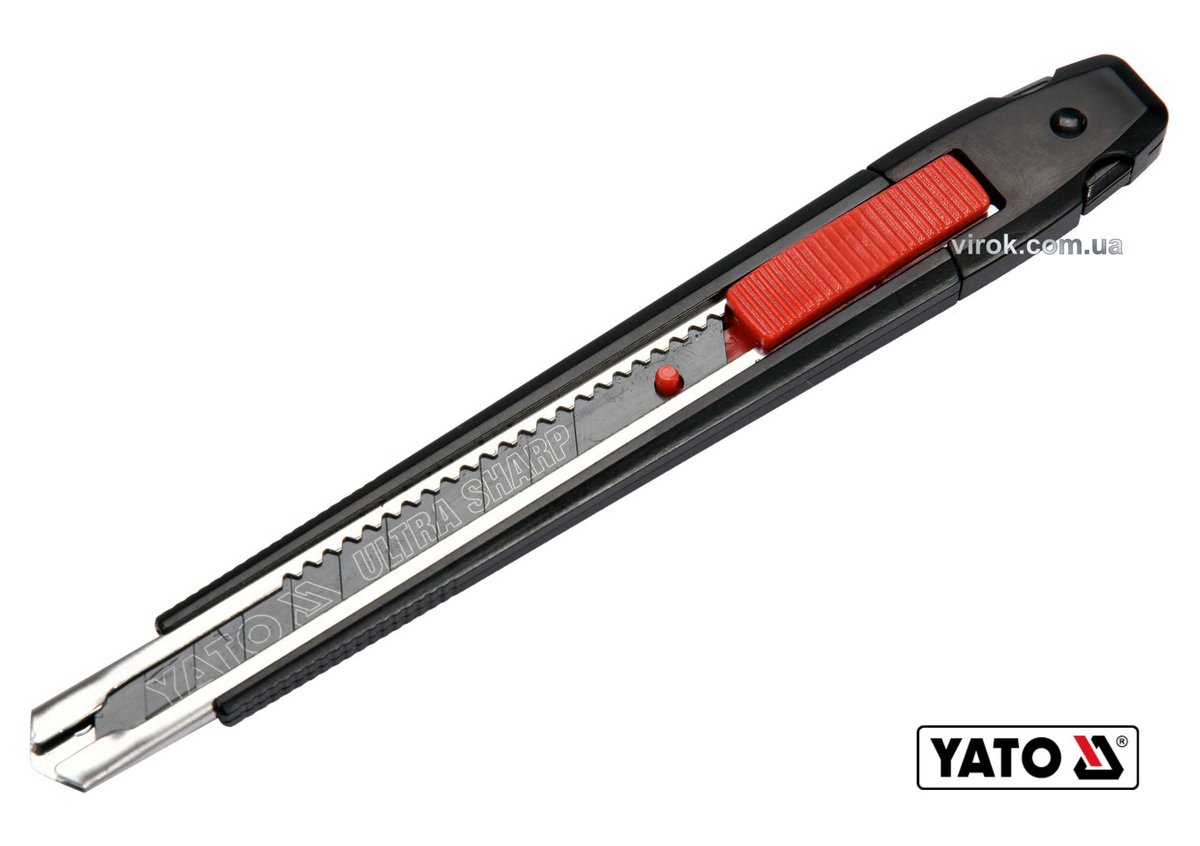YATO Ніж YATO з висувним лезом з відломними сегментами: M=9мм; металева направляюча, пласт. корпус  