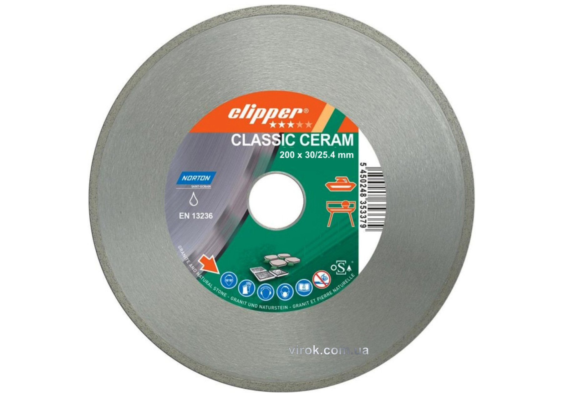 NORTON Диск алмазний по кераміці CLIPPER CLA CERAM; Ø= 200 x 30.0/25.4 мм | 70V023