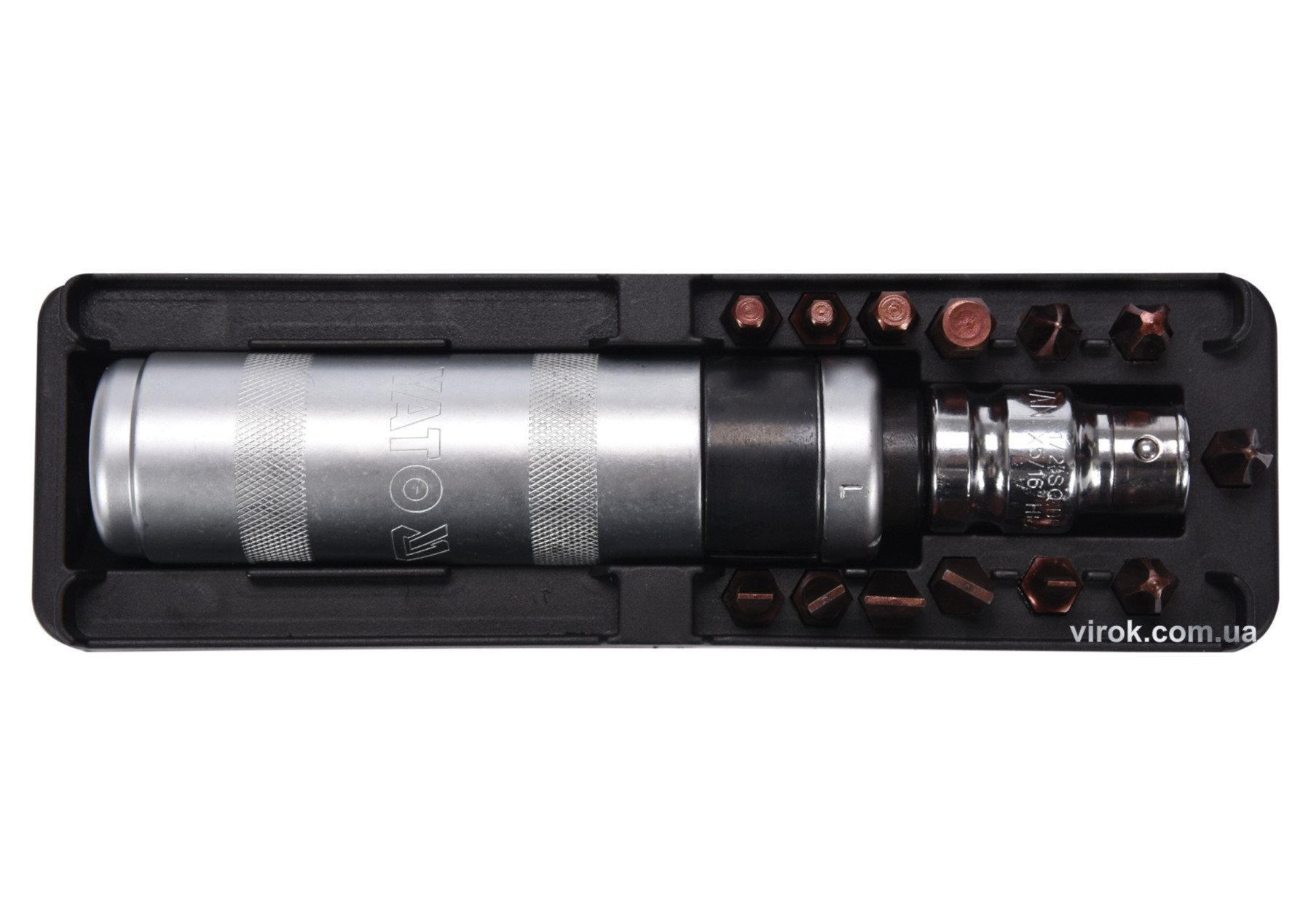 YATO Викрутка реверсивна ударна YATO: L= 160 мм, з магнітними насадками, комплект 15 Од.  | YT-28015