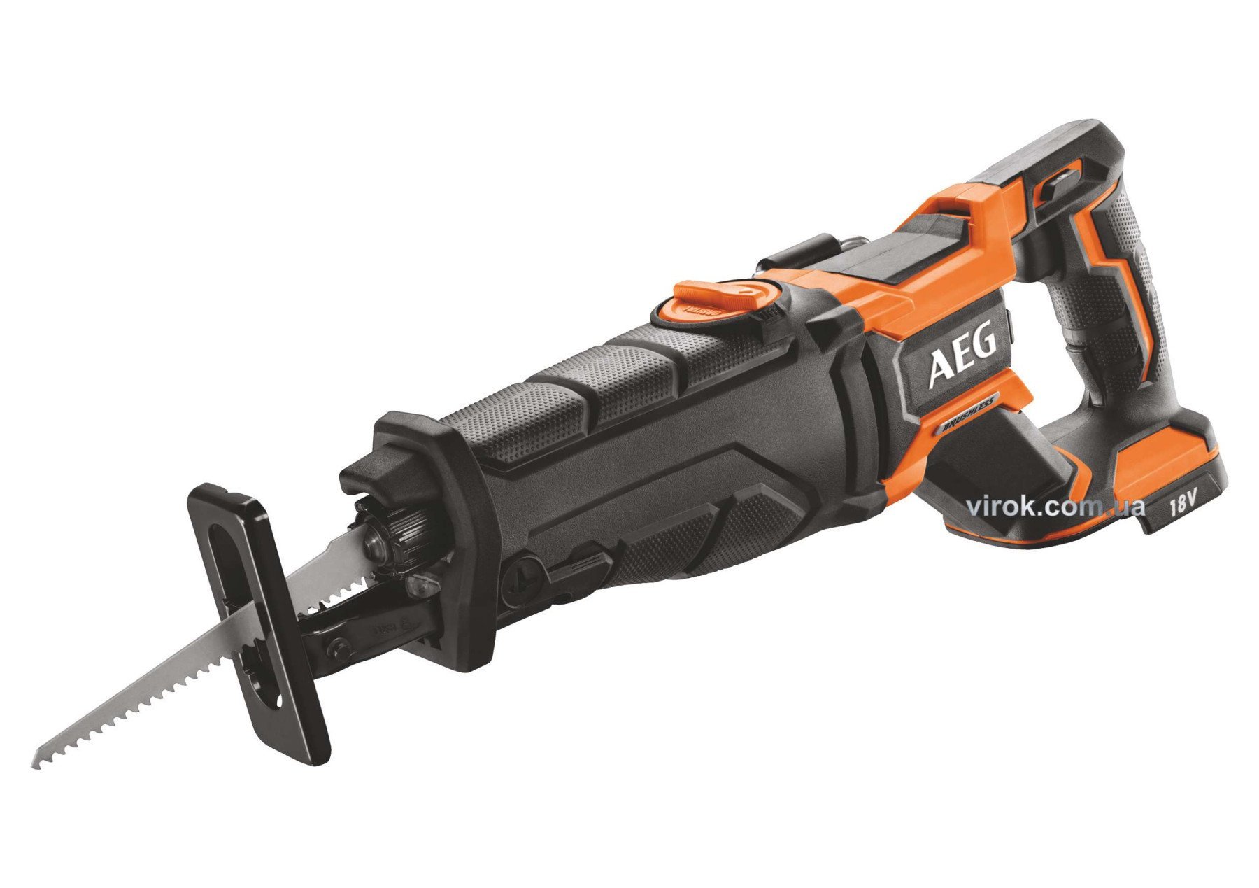 Пила шаблева акумуляторна безщіткова AEG: Li-Ion 18 В, 4500 об/хв, хід- 28 мм (БЕЗ АКУМУЛЯТОРА) DW