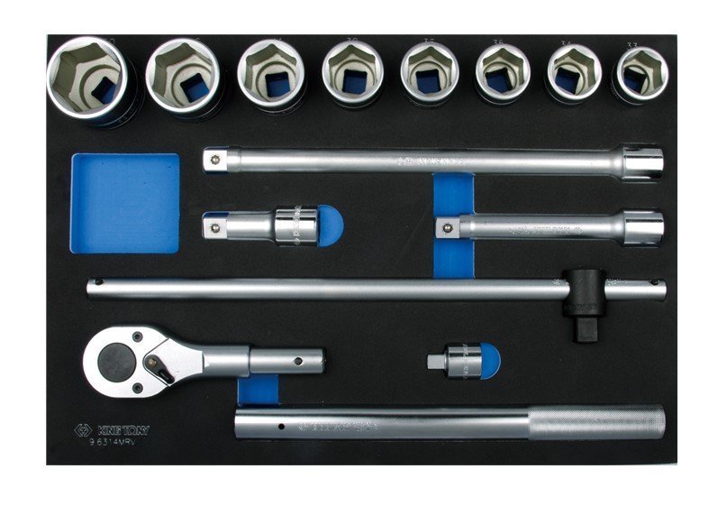 KING TONY Набор торцевых головок 3/4" с принадлежностями, ложемент, 14 предметов (EVA ложемент) | 9-