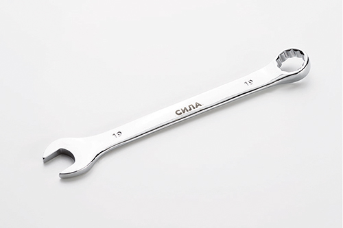 Ключ рожково-накидной полированный CrV 19мм СИЛА