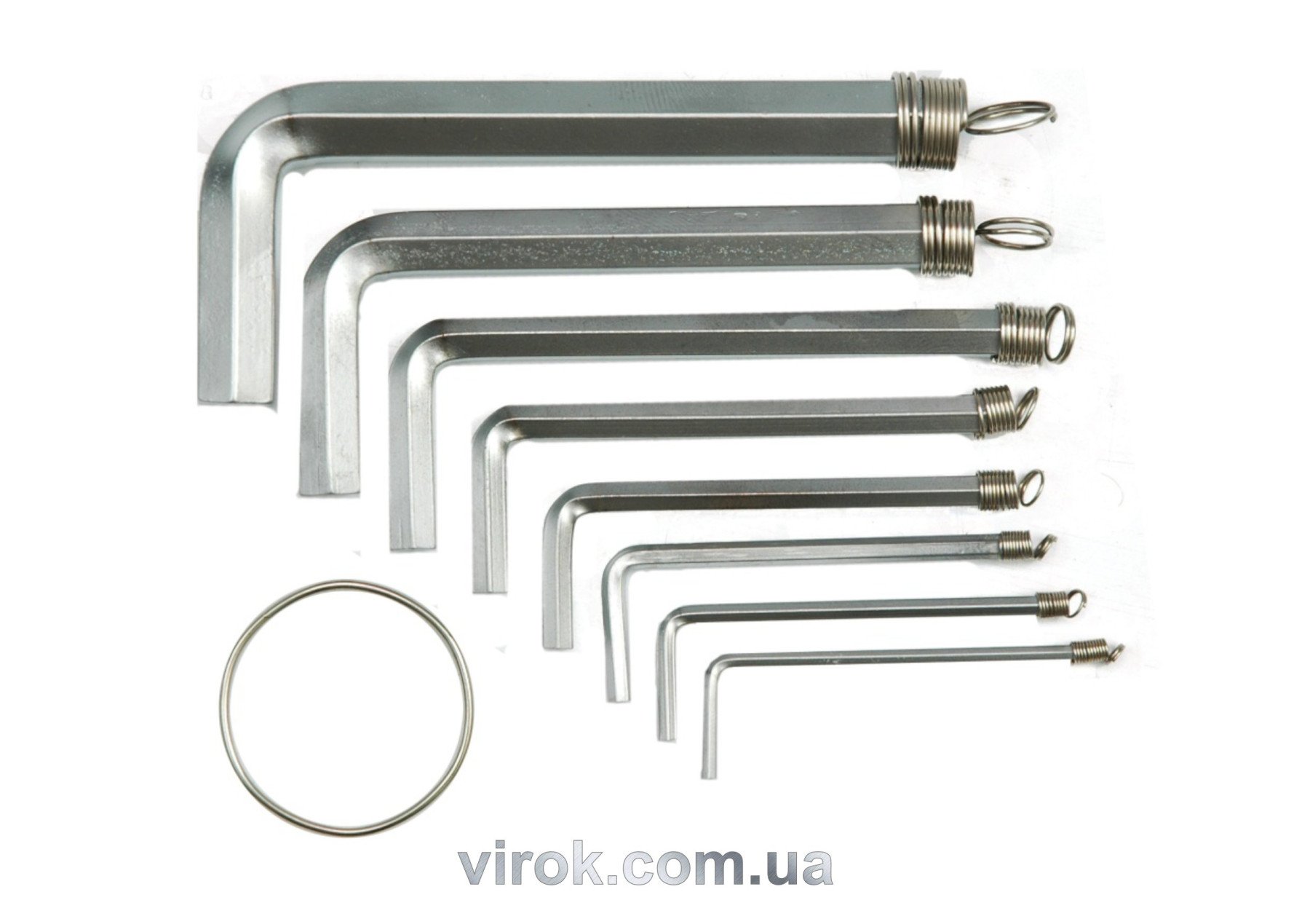 VOREL Ключі 6-гранні L-подібні : на кільці, М1,5-10 мм, Cr-V. Набір 10 Шт.  | 56391