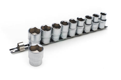 Набор насадок торцевых на планке CrV 1/2 (10шт) СИЛА