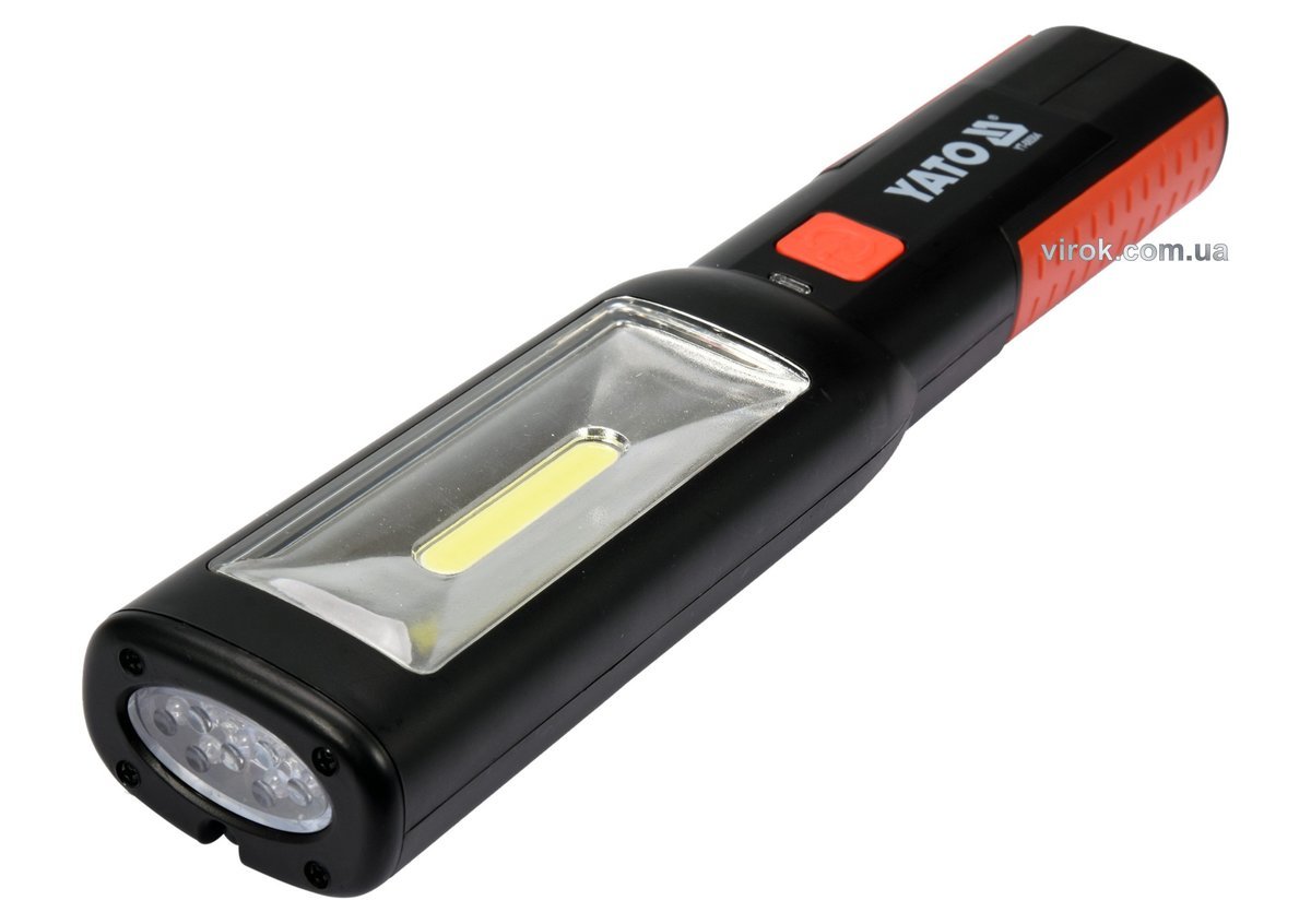 YATO Ліхтар переносний світлодіодний акумул. 3,7 В YATO з режимами 1+7, Ф= 250 lm  | YT-08504