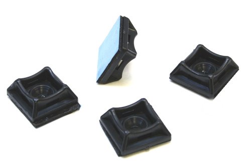 Площадка универсальная 20х20 самокл. с отверстием для стяжки шириной до 5мм черная (пач 50шт) APRO