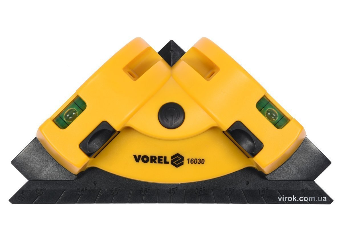 VOREL Рівень кутовий 90° з 2-ма лазерними лініями до 10 м для укладання плитки, 190х 135 мм  | 16030