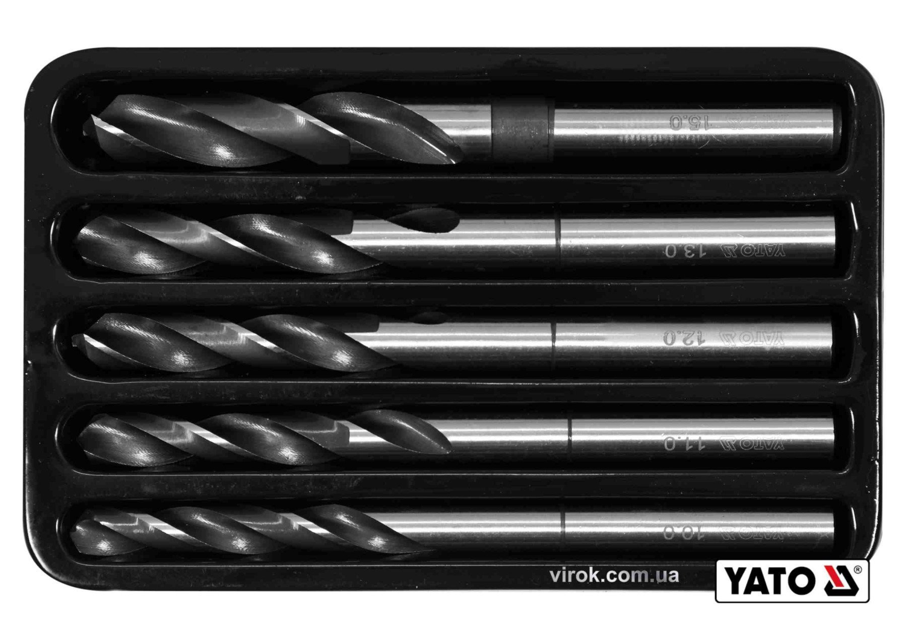 YATO Набір свердл по металу YATO: HSS 4241, Ø10-15мм, L=75/150мм, до нержав. і конструкц. сталі, 5 ш