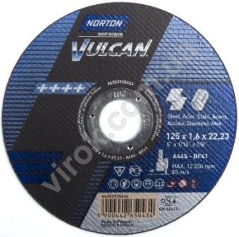 NORTON Диск відрізний по металу і нержав. сталі тм " VULCAN"; Ø= 125х22,2 мм, t= 1,6 мм | 70V104