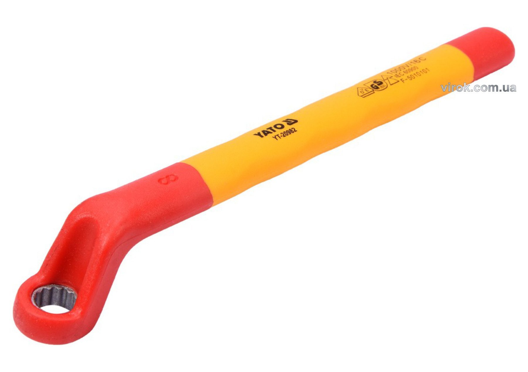 YATO Ключ накидний YATO : Вигнутий, М8 мм, ізольований корпус VDE до 1000V (DW) | YT-20982