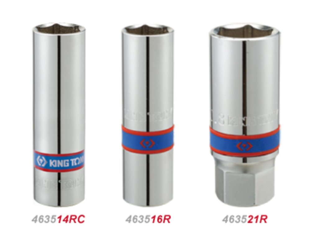 KING TONY Головка свечная 1/2" 21мм 6гр. с резин. | 463521R