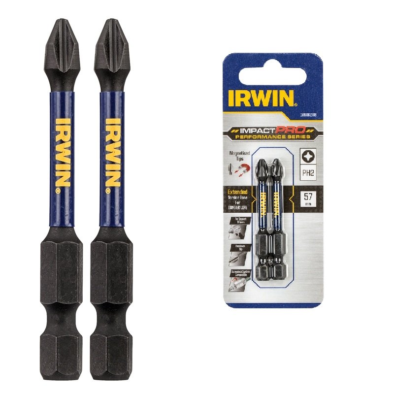 IRWIN Бита IMPACT PRO 1/4"/57мм PH2 2шт, | IW6061306