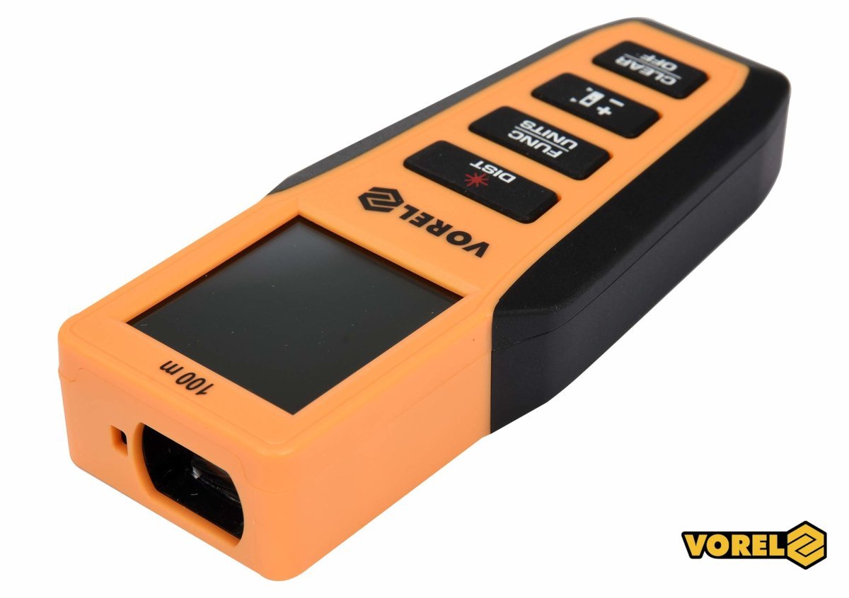 VOREL Дальномір лазерний : 0.2-100 м, точність ± 2 мм, 8 режимів, живлення- 2 x AAA (3 В)  | 81795
