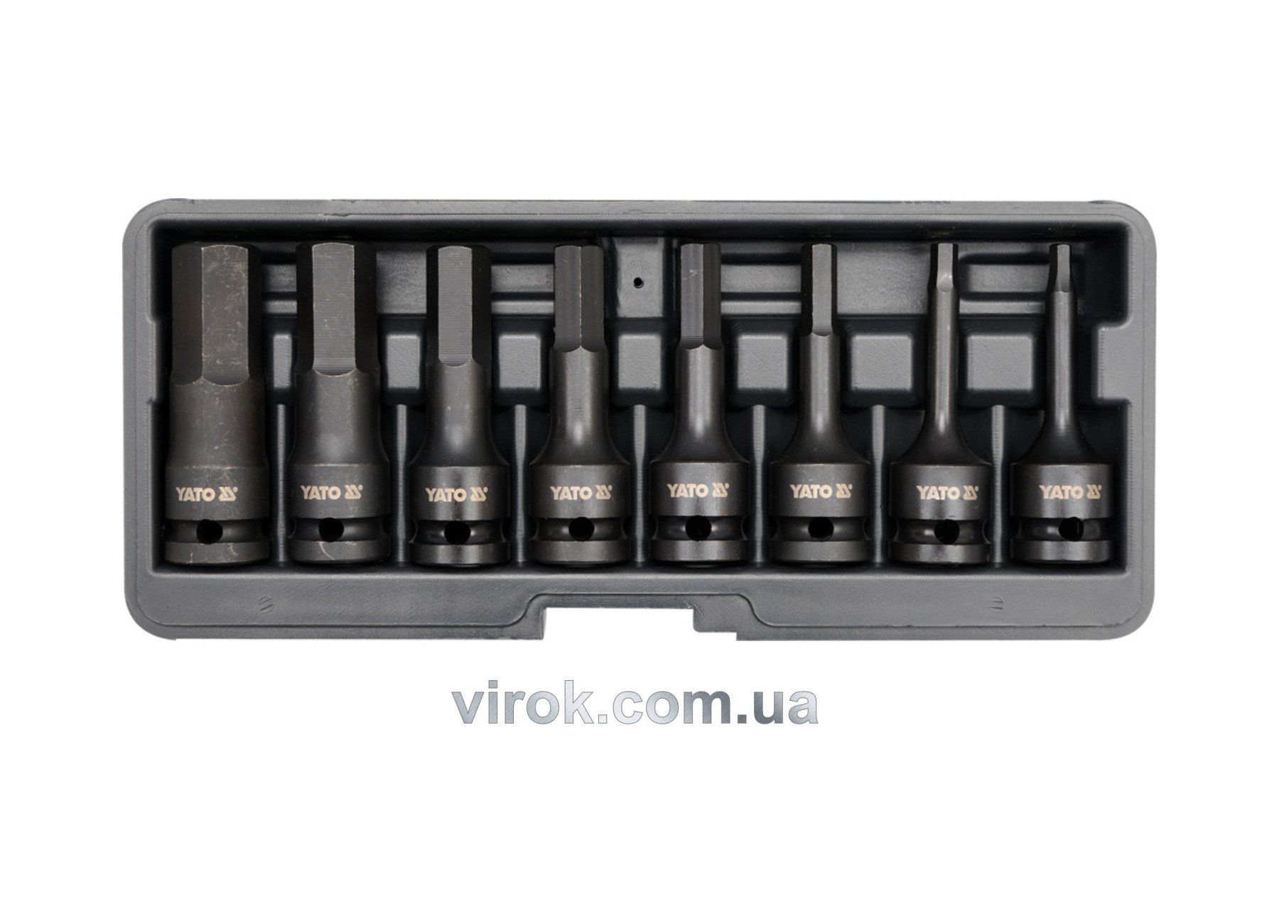 YATO Набір насадок викруткових ударних YATO : HEX M6-M19. 6-гр. квадрат 1/2". 8 Од.  | YT-1066