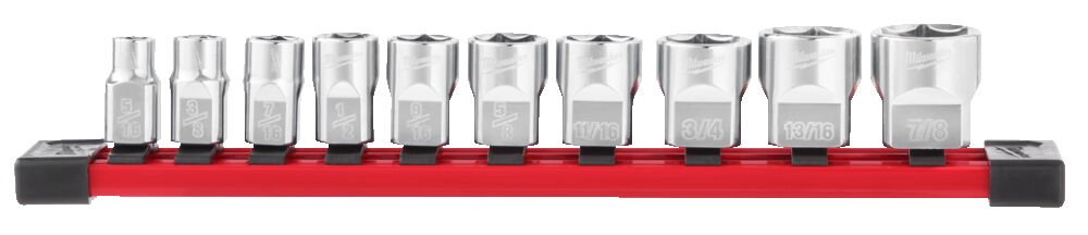 MILWAUKEE Набор дюймовых торцевых головок с посадкой 3/8'' - 10 шт. | 4932492508