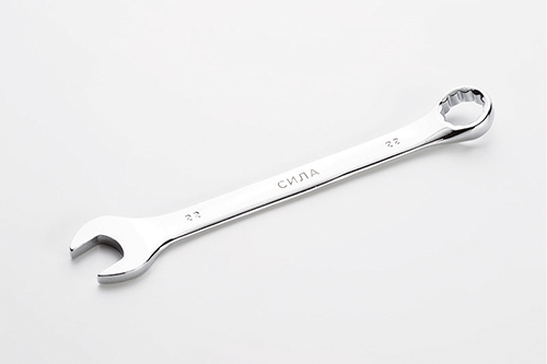 Ключ рожково-накидной полированный CrV 22мм СИЛА