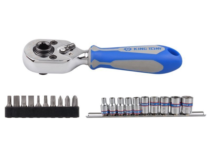 KING TONY Набор головок 1/4" 21 ед. 6-ти гранные (4-13mm) на планке | 2501MR