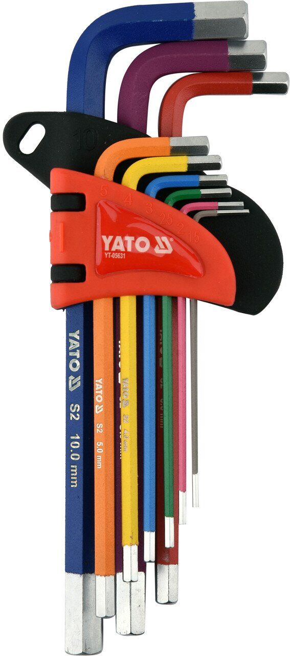 YATO Ключі шестигранні YATO : М1.5-10 мм, Г-подібні, 2-сторонні, HRC 58-62, S2  | YT-05631