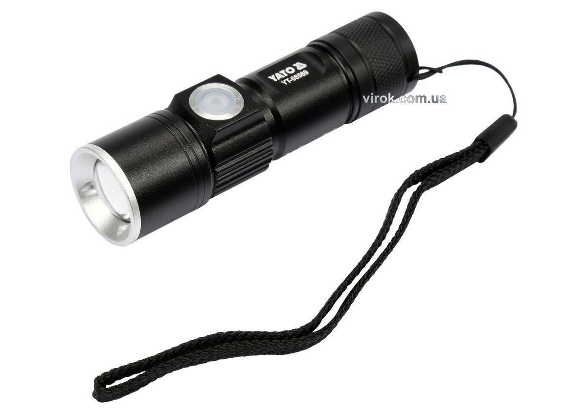 YATO Ліхтар світлодіодний (XTE CREE) YATO, акумулят. Li-Ion 650мА, Р= 5Вт, Ф= 350lm. Ø=27мм x94мм  |