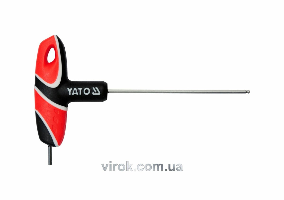 YATO Ключ шестигранний YATO : тип "T", M2.5 мм, двосторонній, кульковий наконечник L= 100 мм  | YT-0