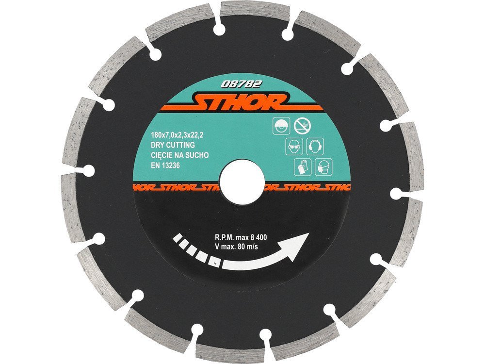 Диск відрізний алмазний сегментний STHOR : Ø= 180 мм, t-2.3 х h- 7 мм по кам, бетоні, кераміці(DW)