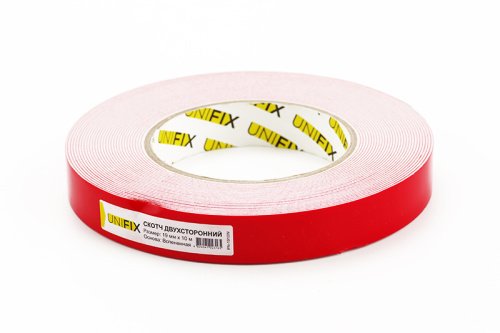 Лента клейкая двухсторонняя на вспененной основе 19мм*10м белая UNIFIX