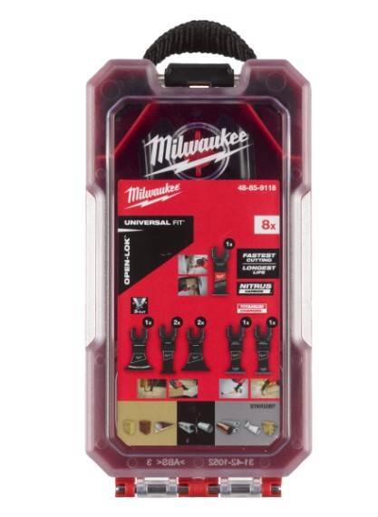 MILWAUKEE Набір полотен для мультитула Bi-Metal OPEN-LOK WM (8шт) в кейсі
