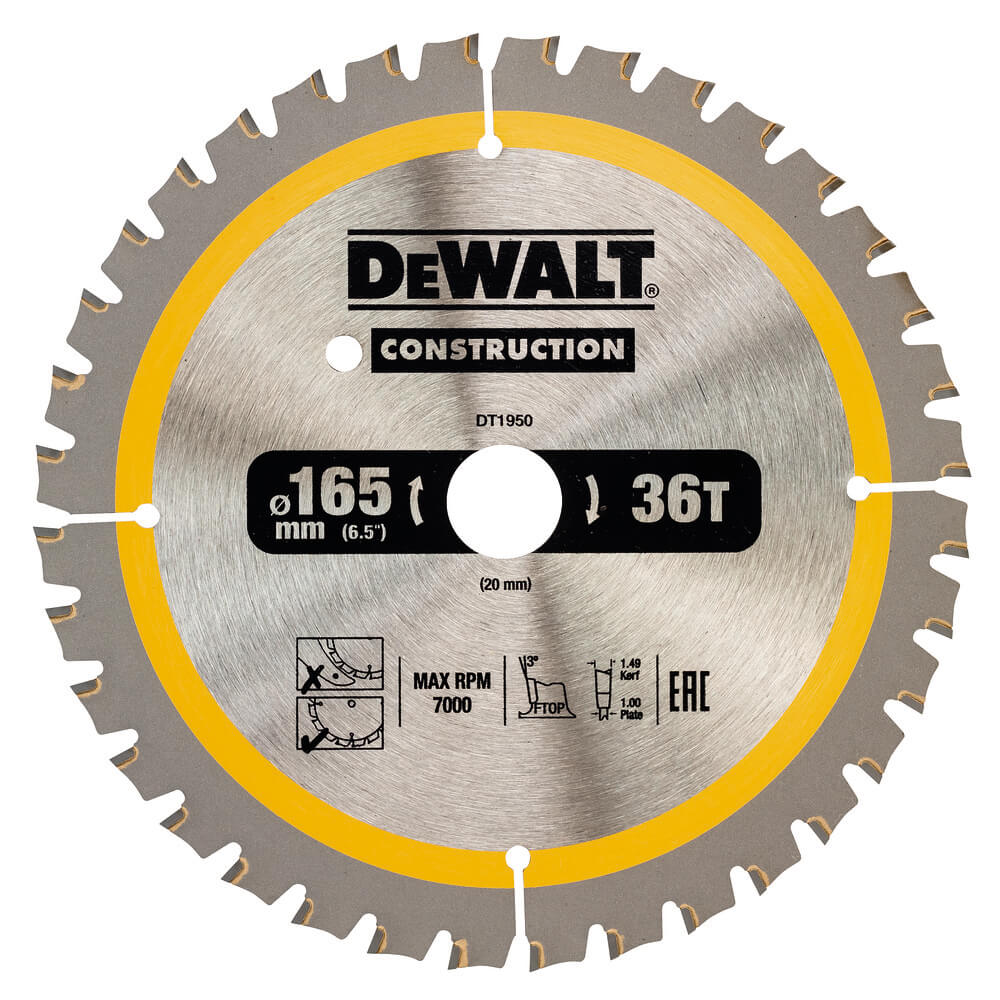 DeWALT Диск пильный CONSTRUCTION, 165х20 мм, 36z (ATB) + 20 град