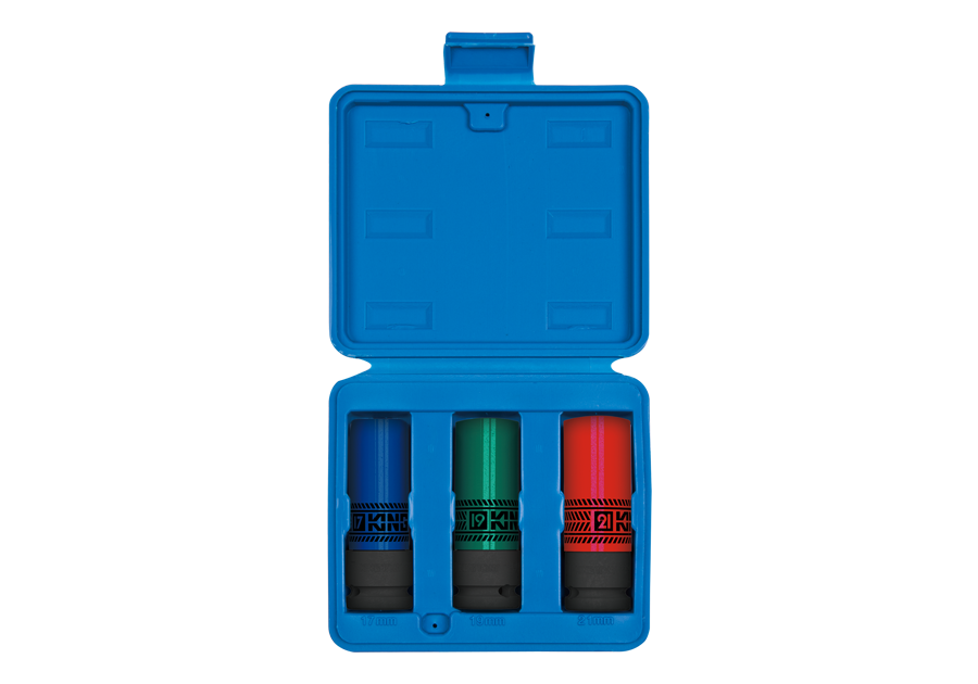 KING TONY Набор головок ударных 1/2" 3 ед. 6-ти гранные,длинные, 17,19,21мм в пластике | 44905MP